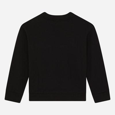 Dolce & Gabbana Jersey Round-neck Sweatshirt With Dg Milano Embroidery In Black
