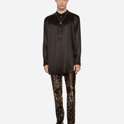 Shop Dolce & Gabbana Silk Satin Shirt In Black