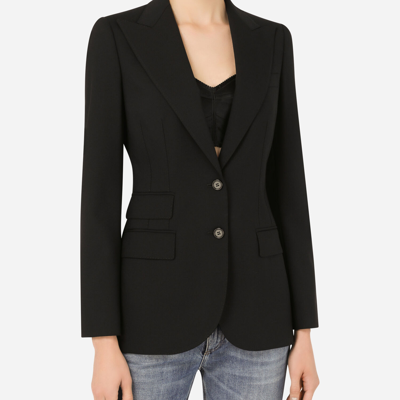 Shop Dolce & Gabbana Single-breasted Woolen Turlington Blazer In Black