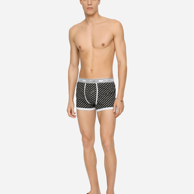 Shop Dolce & Gabbana Two-pack Plain And Printed Stretch Cotton Boxers In Multicolor
