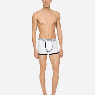 Shop Dolce & Gabbana Two-pack Plain And Printed Stretch Cotton Boxers In Multicolor