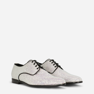 Dolce & Gabbana Derby Shoes With Fusible Rhinestones In Azure