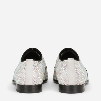 Dolce & Gabbana Derby Shoes With Fusible Rhinestones In Azure