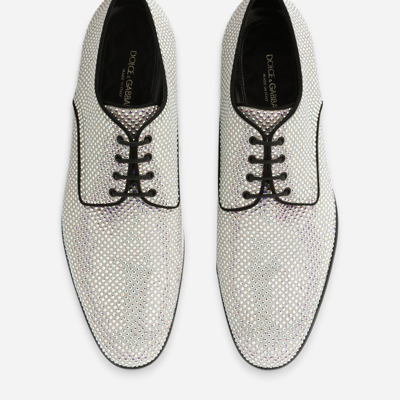 Dolce & Gabbana Derby Shoes With Fusible Rhinestones In Azure