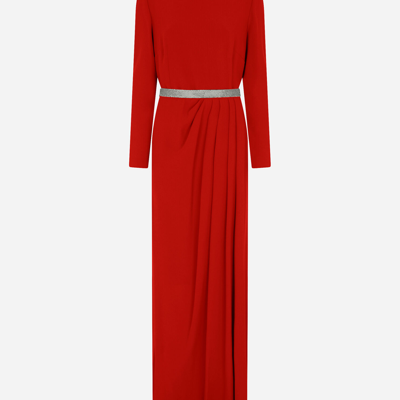 Shop Dolce & Gabbana Long Cady Dress In Red