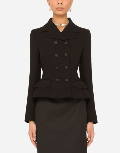Dolce & Gabbana Double-breasted Virgin Wool Jacket In Black