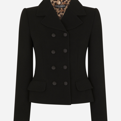 Dolce & Gabbana Double-breasted Virgin Wool Jacket In Black