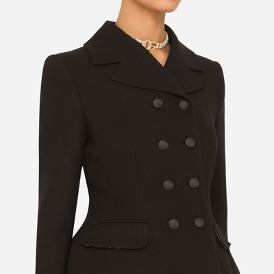 Dolce & Gabbana Double-breasted Virgin Wool Jacket In Black