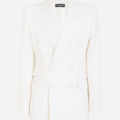 Dolce & Gabbana Double-breasted Virgin Wool Jacket In White