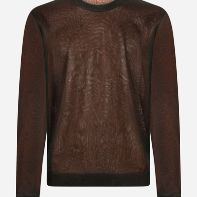 Shop Dolce & Gabbana Round-neck Technical Yarn Sweater In Multicolor