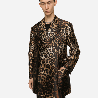 Dolce & Gabbana Leopard-design Jacquard Jacket In Animal Print