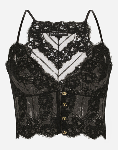 Shop Dolce & Gabbana Lace Bralette Top In Black