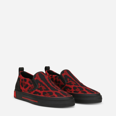 Shop Dolce & Gabbana Custom 2.zero Slip-on Sneakers In Leopard-print Cotton In Multicolor