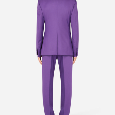 Shop Dolce & Gabbana Double-breasted Stretch Wool Sicilia-fit Suit In Purple