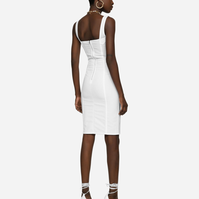 Dolce & Gabbana Lace & Satin Corset Midi Dress In White