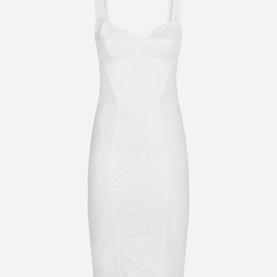 Dolce & Gabbana Lace & Satin Corset Midi Dress In White
