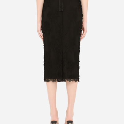 Shop Dolce & Gabbana Chantilly Lace Pencil Skirt With Sequin Embellishment In Multicolor