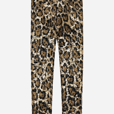 Shop Dolce & Gabbana Sequined Leopard-design Leggings In Multicolor
