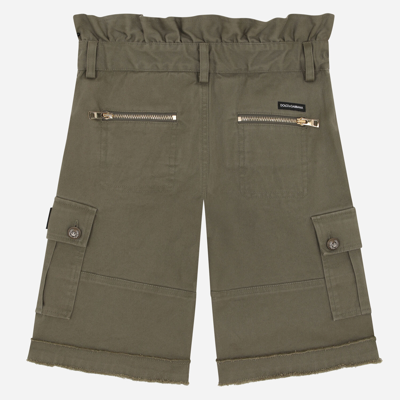 Shop Dolce & Gabbana Stretch Cotton Cargo Shorts In Green