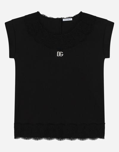 Dolce & Gabbana Short Interlock Dress With Dg Logo In Black