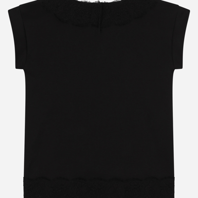 Dolce & Gabbana Short Interlock Dress With Dg Logo In Black