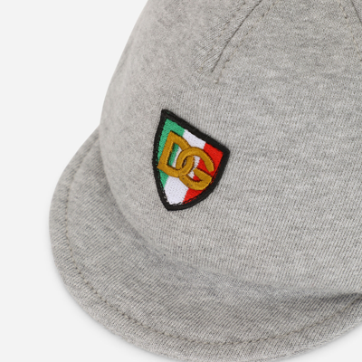 Shop Dolce & Gabbana Fleece Baseball Cap With Italy Dg Logo In Grey