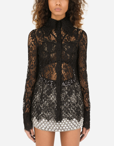 Shop Dolce & Gabbana Lace Shirt In Black