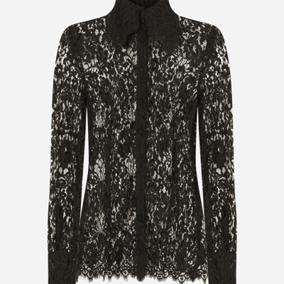 Shop Dolce & Gabbana Lace Shirt In Black