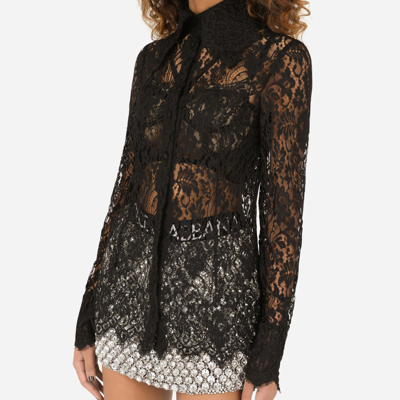 Shop Dolce & Gabbana Lace Shirt In Black