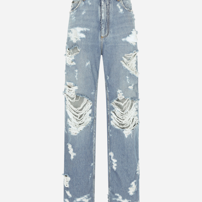 Shop Dolce & Gabbana Jeans With Ripped Details In Multicolor