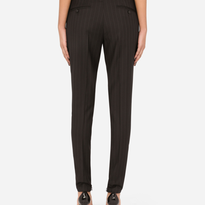 Dolce & Gabbana Pinstripe Pleated Cigarette Pants In Multicolor