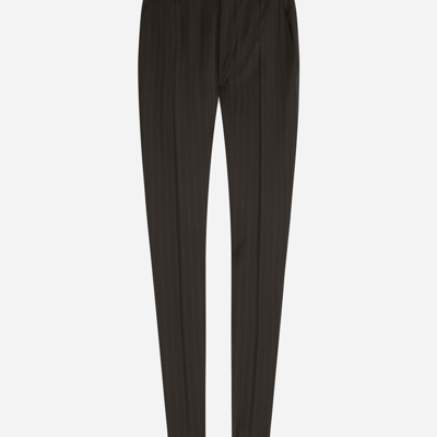 Dolce & Gabbana Pinstripe Pleated Cigarette Pants In Multicolor