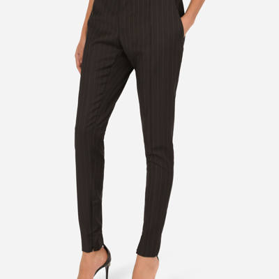 Dolce & Gabbana Pinstripe Pleated Cigarette Pants In Multicolor