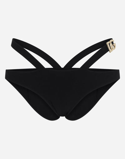 Dolce & Gabbana Cut Out High Waisted Swim Bottom In Black