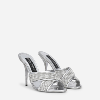 Shop Dolce & Gabbana Crystal Mesh Mules In Multicolor