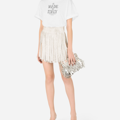 Dolce & Gabbana Mordore Nappa Bag With Fringing In Silver