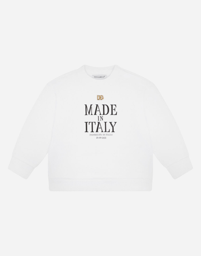 Shop Dolce & Gabbana Jersey Sweatshirt With Made In Italy Print In White