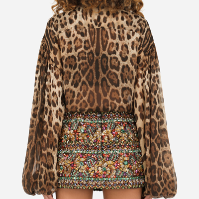 Dolce & Gabbana Leopard-print Chiffon Shirt In Animal Print