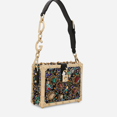 Shop Dolce & Gabbana Jacquard Dolce Box Bag With Embroidery In Multicolor