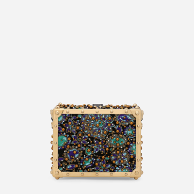 Dolce & Gabbana Jacquard Dolce Box Bag With Embroidery In Multicolor