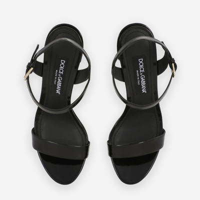 Shop Dolce & Gabbana Polished Calfskin Platform Sandals In Black