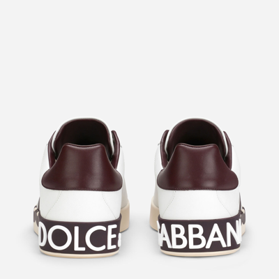 Shop Dolce & Gabbana Calfskin Portofino Sneakers With Dg Logo In Multicolor