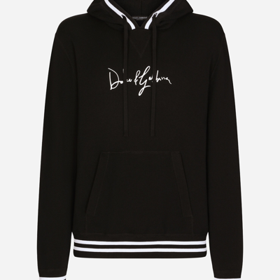 Shop Dolce & Gabbana Wool Hoodie With Embroidery In Multicolor