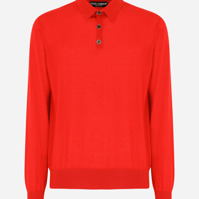 Shop Dolce & Gabbana Cashmere Polo-style Sweater In Red