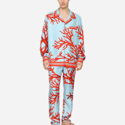 Shop Dolce & Gabbana Coral-print Silk Shirt In Multicolor