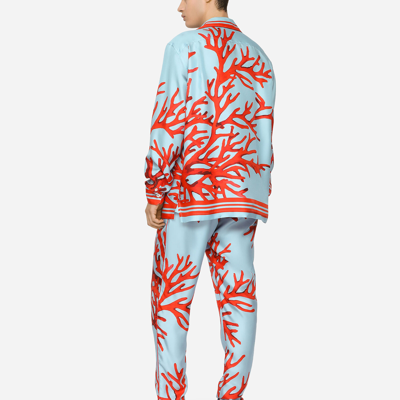 Shop Dolce & Gabbana Coral-print Silk Shirt In Multicolor