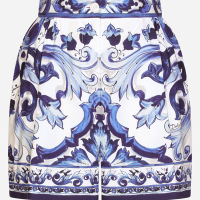 Dolce & Gabbana Printed Light Poplin High Waist Shorts In Multicolor