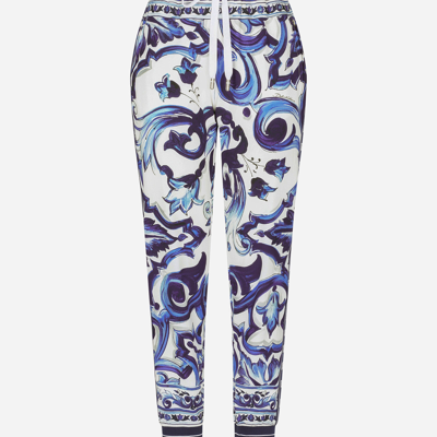 Shop Dolce & Gabbana Majolica-print Cady Jogging Pants In Multicolor