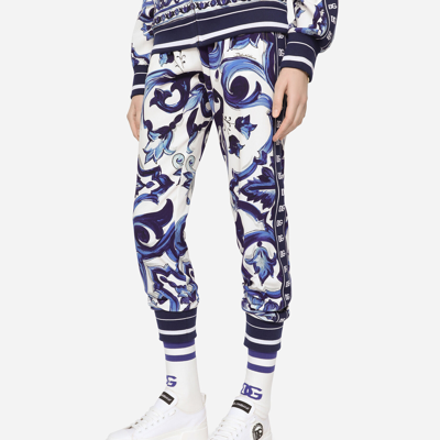 Shop Dolce & Gabbana Majolica-print Cady Jogging Pants In Multicolor