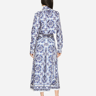 Dolce & Gabbana Majolica-print Poplin Culottes In Multicolor
